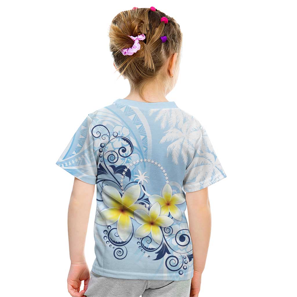 FSM Chuuk Constitution Day Kid T Shirt Polynesian Curves Plumeria - Polynesian Pride