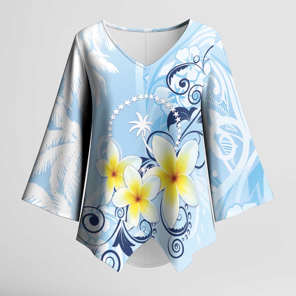 FSM Chuuk Constitution Day Kimono Sleeve Blouse Polynesian Curves Plumeria - Polynesian Pride