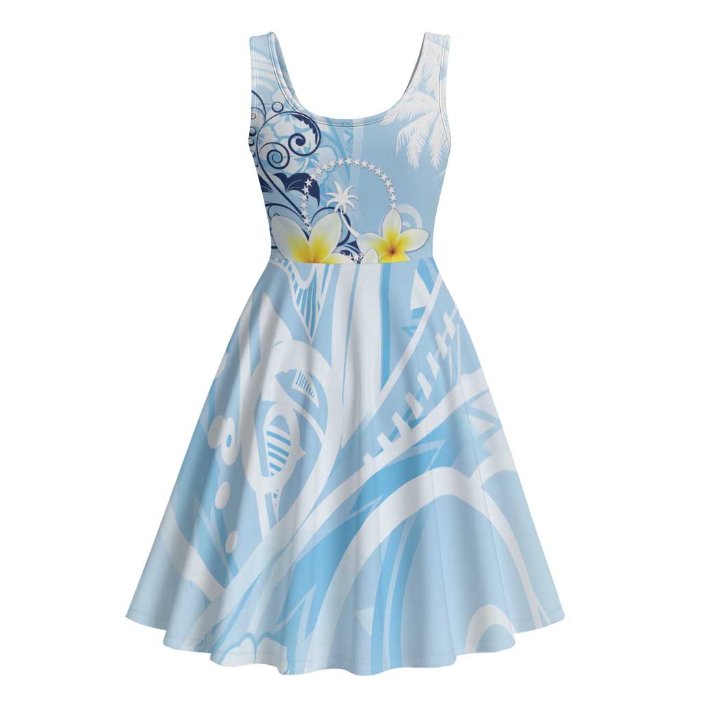 FSM Chuuk Constitution Day Midi Dress Polynesian Curves Plumeria - Polynesian Pride