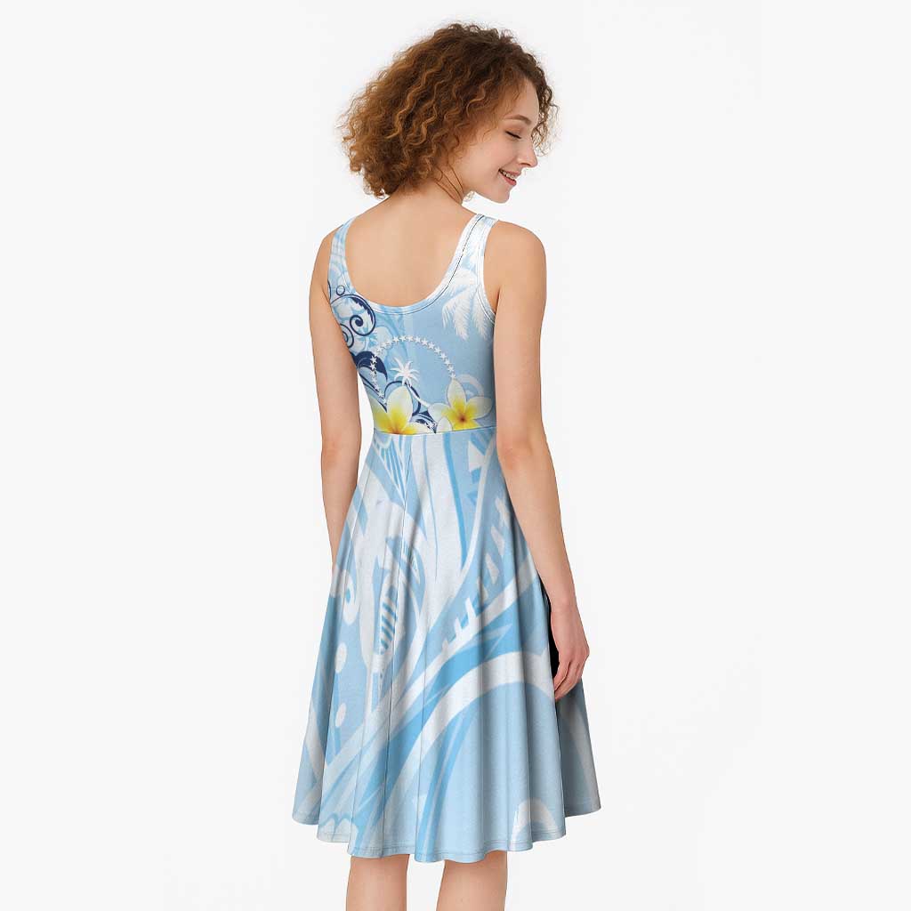 FSM Chuuk Constitution Day Midi Dress Polynesian Curves Plumeria - Polynesian Pride