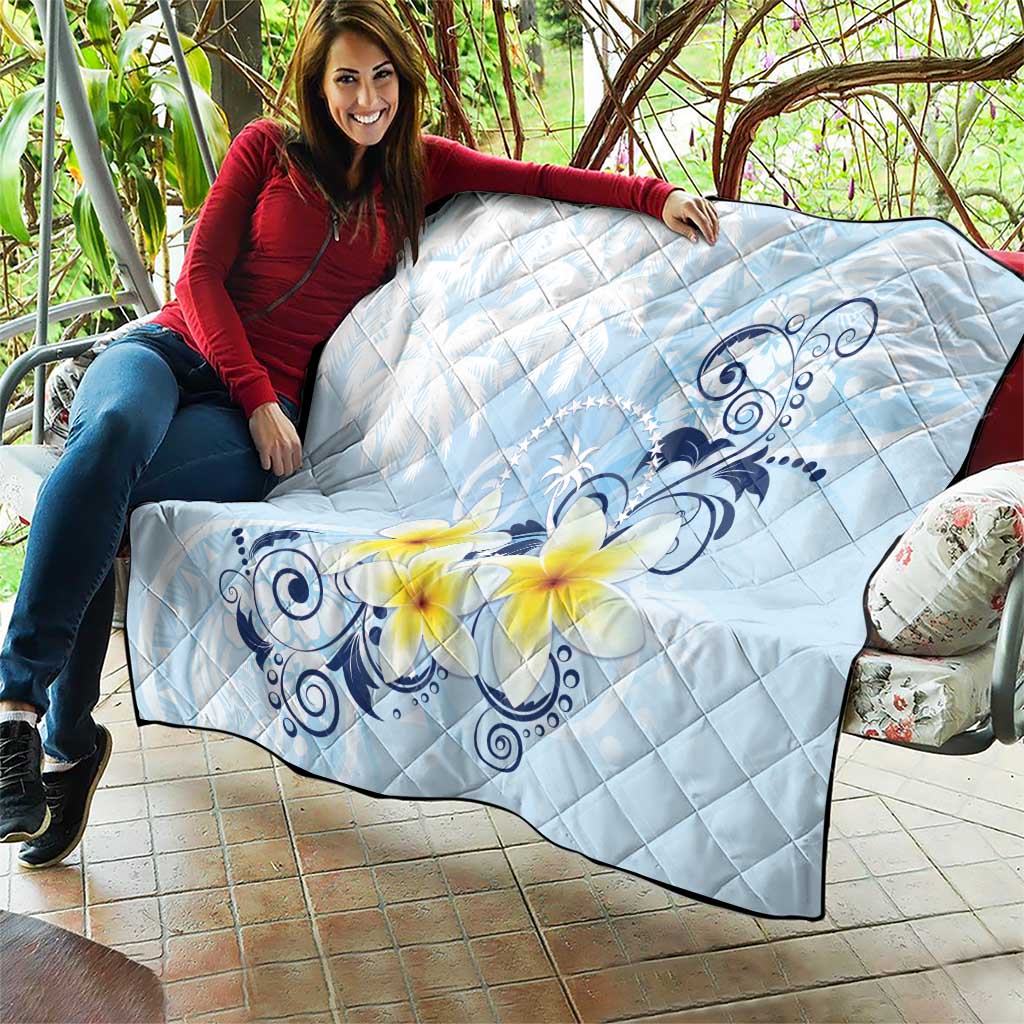 FSM Chuuk Constitution Day Quilt Polynesian Curves Plumeria - Polynesian Pride