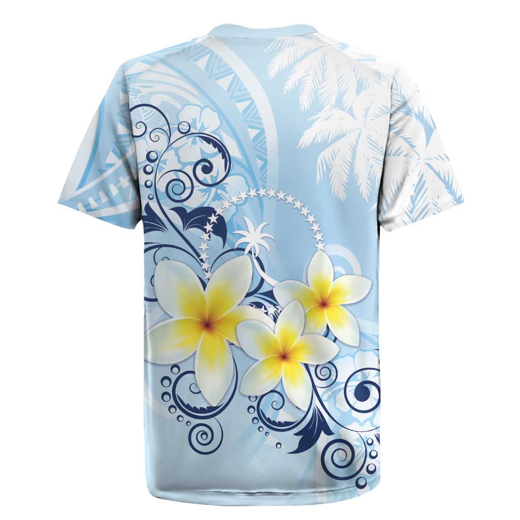 FSM Chuuk Constitution Day Rugby Jersey Polynesian Curves Plumeria - Polynesian Pride