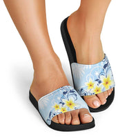 FSM Chuuk Constitution Day Slide Sandals Polynesian Curves Plumeria - Polynesian Pride