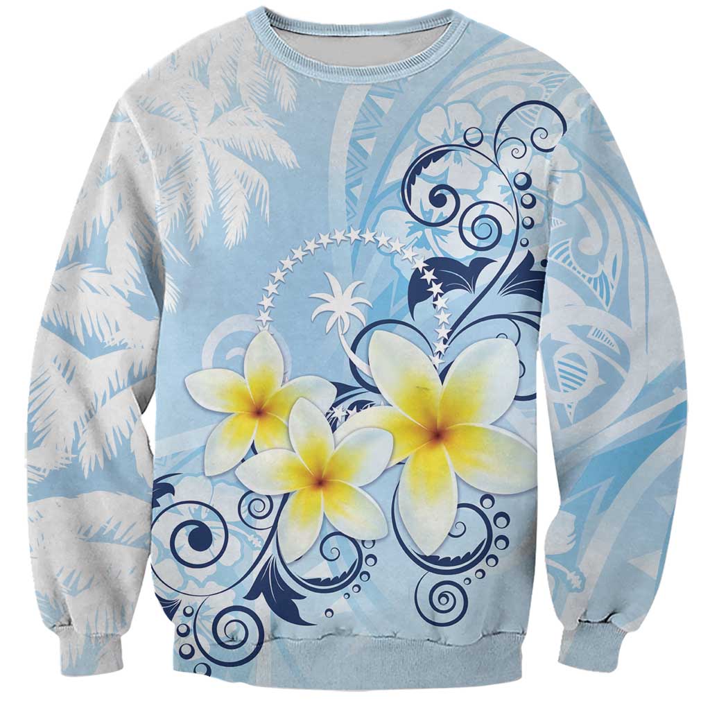 FSM Chuuk Constitution Day Sweatshirt Polynesian Curves Plumeria - Polynesian Pride