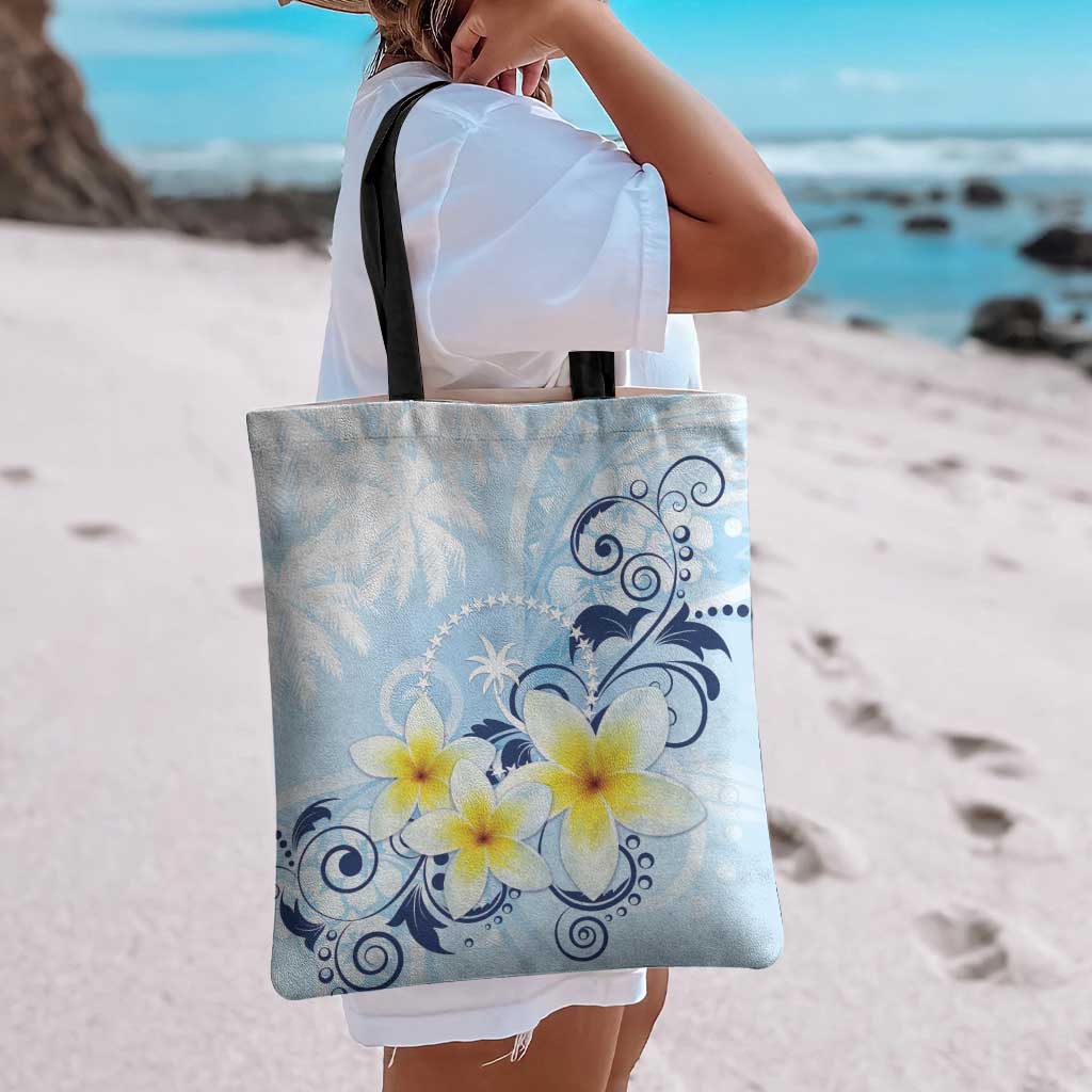 FSM Chuuk Constitution Day Tote Bag Polynesian Curves Plumeria - Polynesian Pride