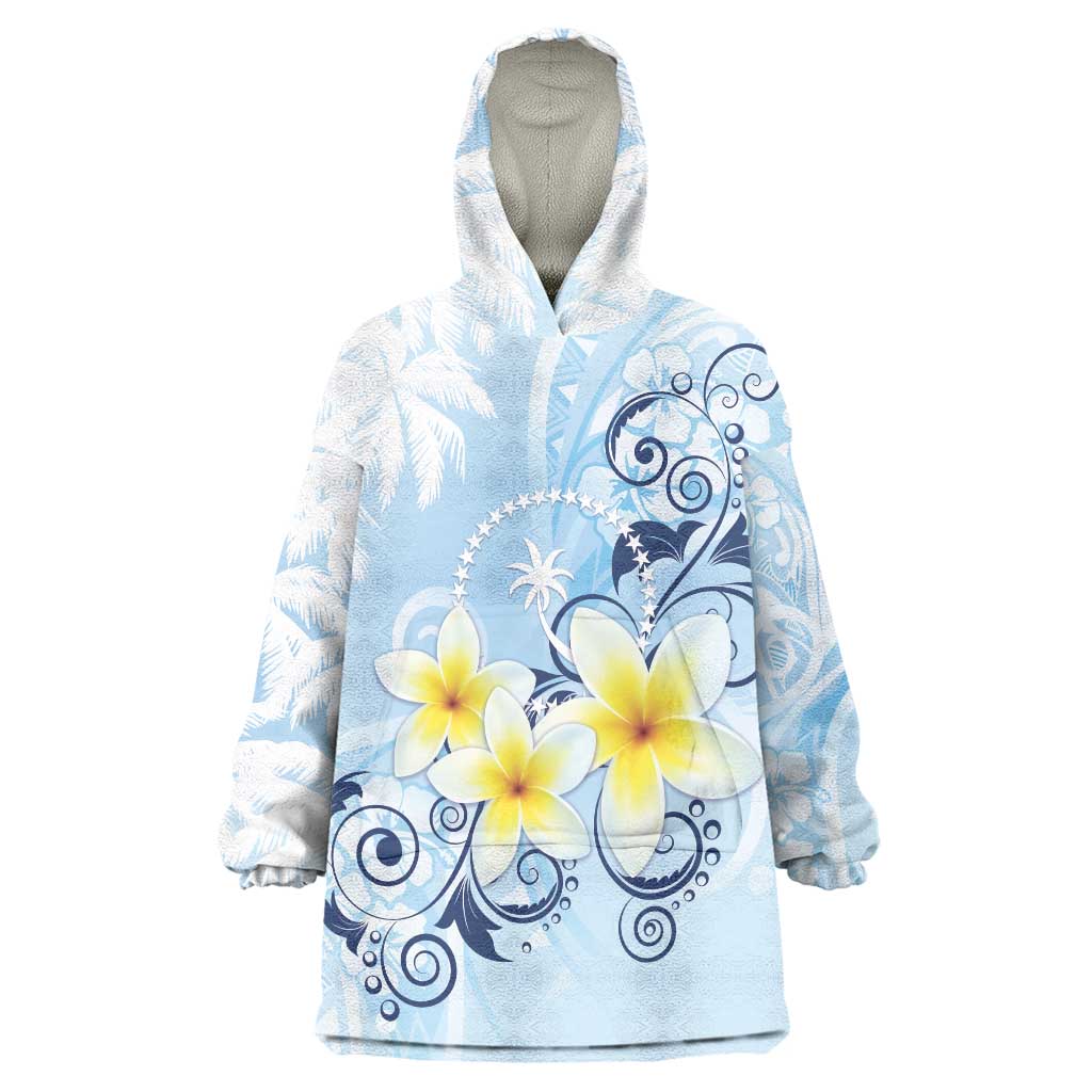 FSM Chuuk Constitution Day Wearable Blanket Hoodie Polynesian Curves Plumeria - Polynesian Pride
