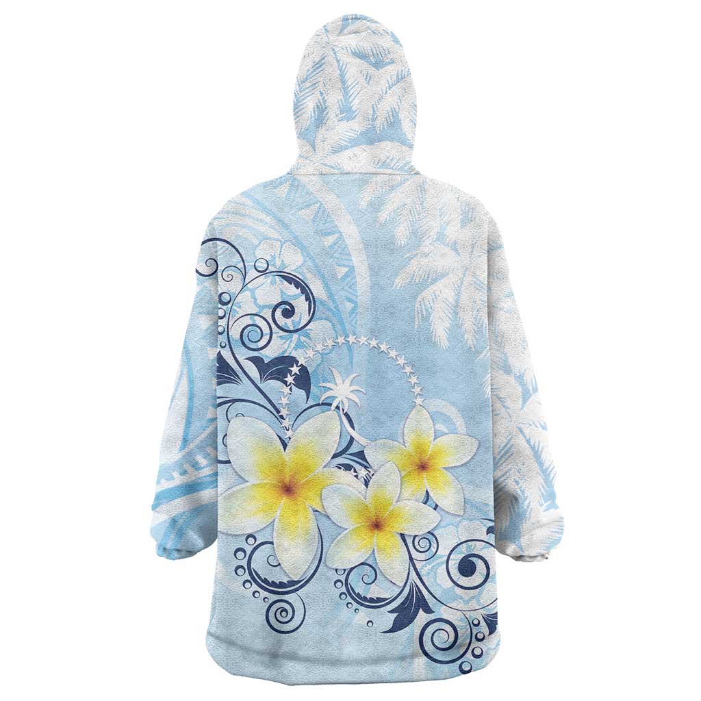FSM Chuuk Constitution Day Wearable Blanket Hoodie Polynesian Curves Plumeria - Polynesian Pride