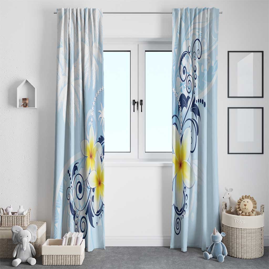 FSM Chuuk Constitution Day Window Curtain Polynesian Curves Plumeria - Polynesian Pride