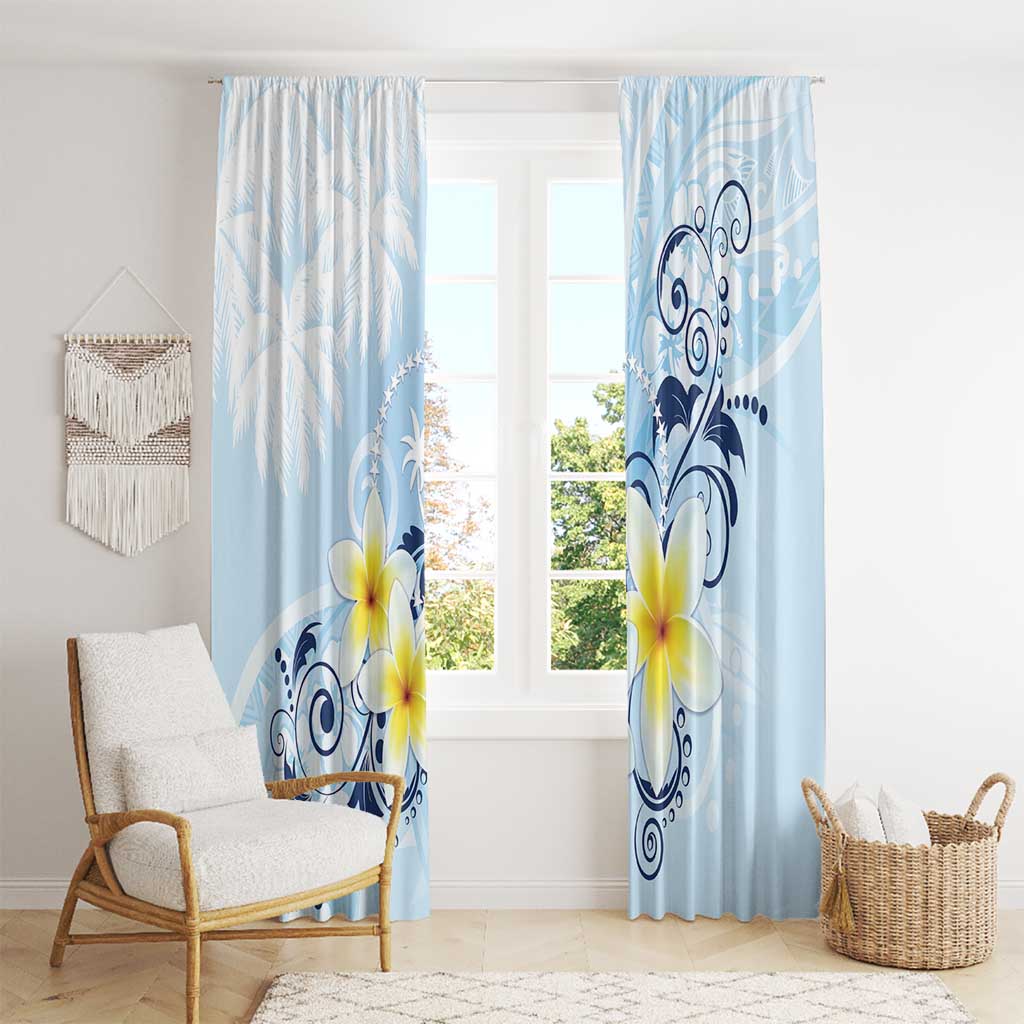 FSM Chuuk Constitution Day Window Curtain Polynesian Curves Plumeria - Polynesian Pride
