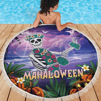Happy Hulaween Beach Blanket Mahaloween Skeleton Dancing