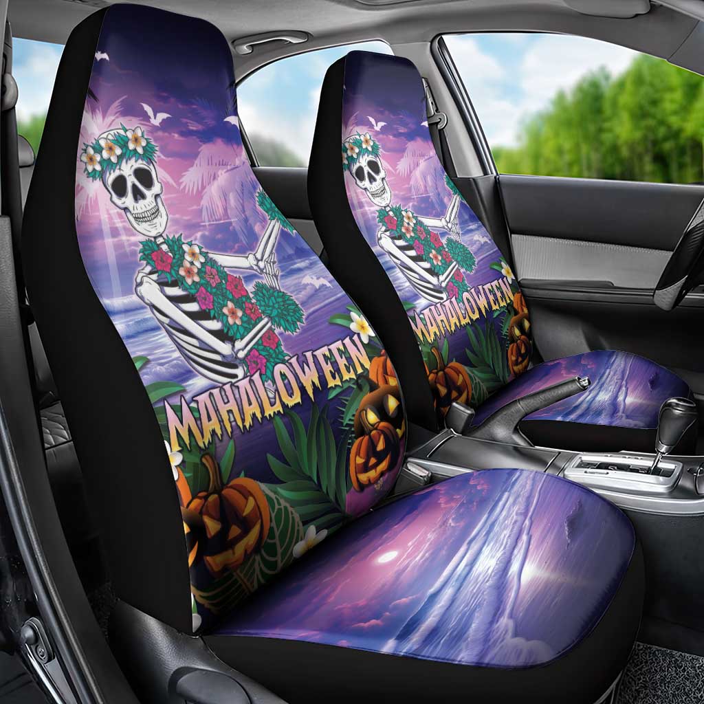 Happy Hulaween Car Seat Cover Mahaloween Skeleton Dancing