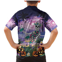 Happy Hulaween Family Matching Mermaid Dress and Hawaiian Shirt Mahaloween Skeleton Dancing