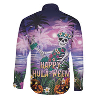Happy Hulaween Family Matching Mermaid Dress and Hawaiian Shirt Mahaloween Skeleton Dancing