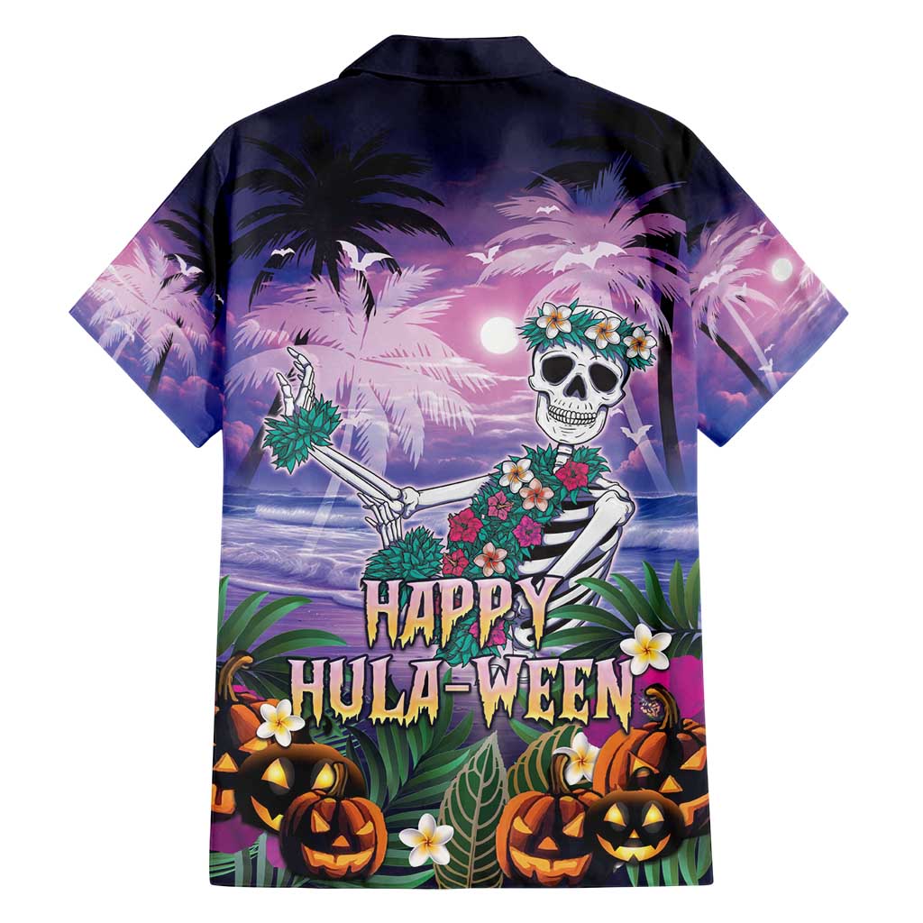 Happy Hulaween Family Matching Off Shoulder Maxi Dress and Hawaiian Shirt Mahaloween Skeleton Dancing
