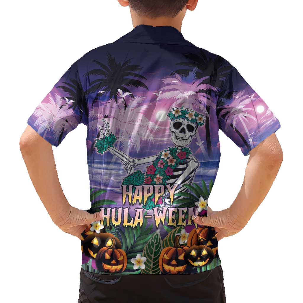Happy Hulaween Kid Hawaiian Shirt Mahaloween Skeleton Dancing LT05 - Polynesian Pride