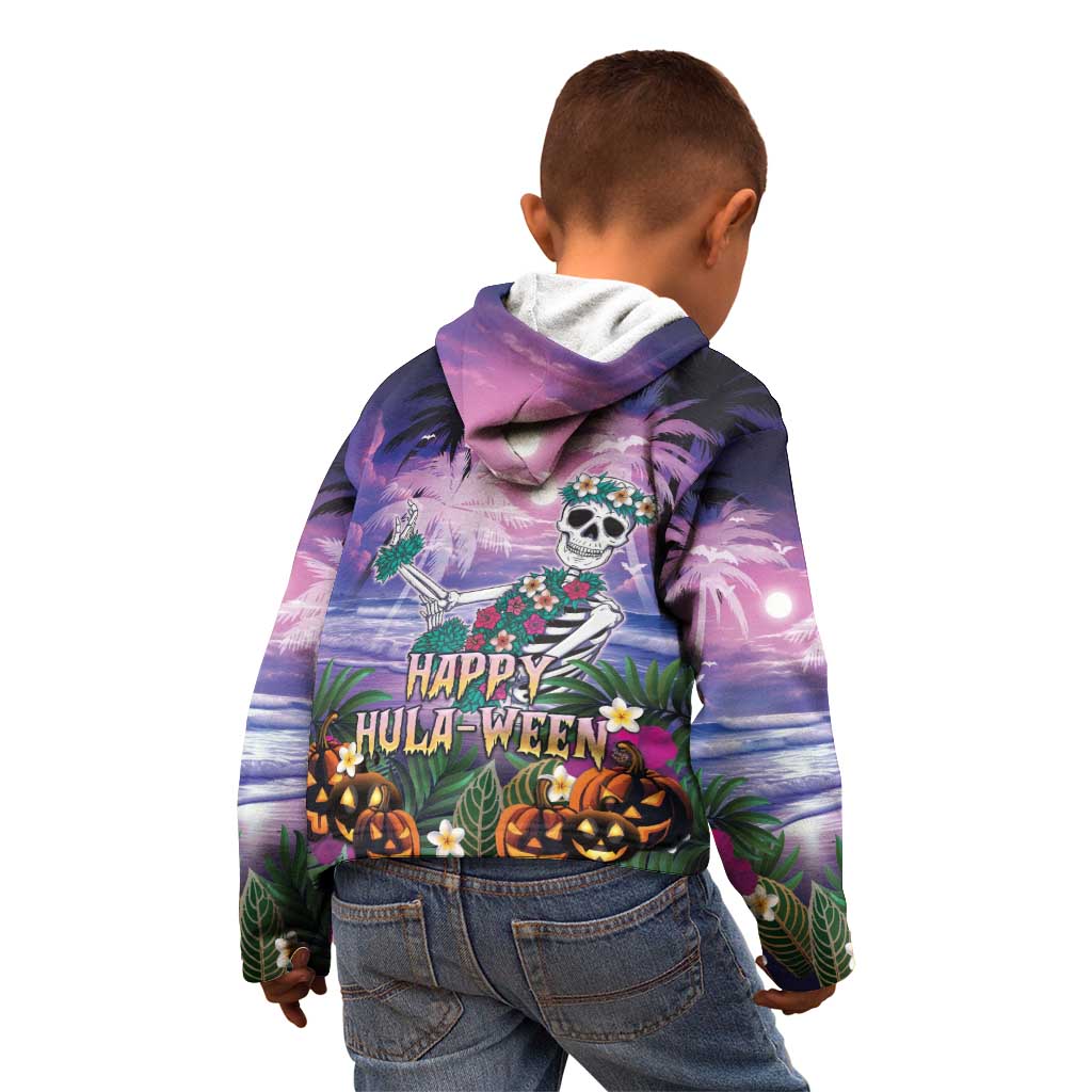 Happy Hulaween Kid Hoodie Mahaloween Skeleton Dancing LT05 - Polynesian Pride