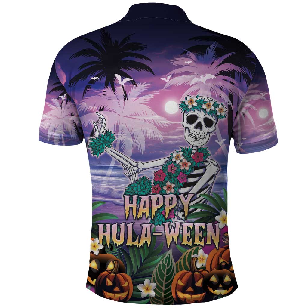 Happy Hulaween Polo Shirt Mahaloween Skeleton Dancing LT05 - Polynesian Pride