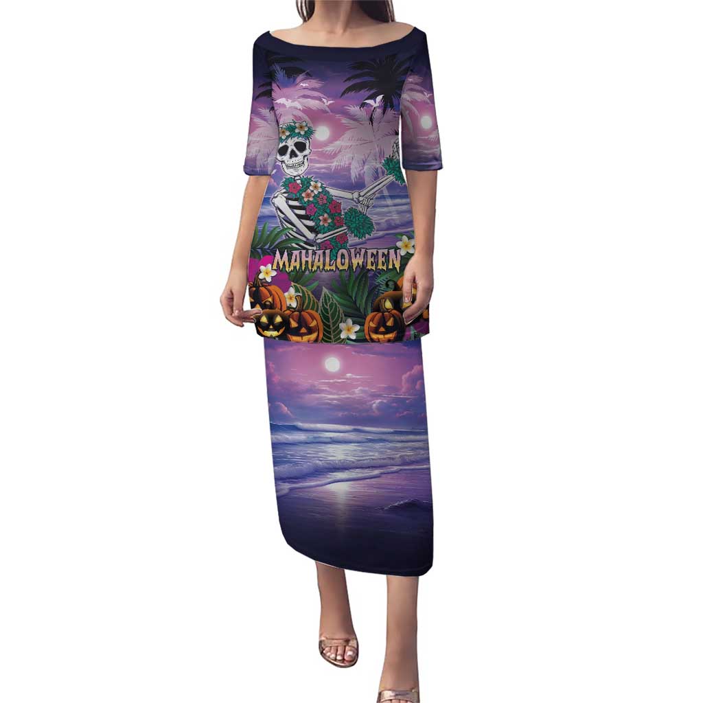 Happy Hulaween Puletasi Mahaloween Skeleton Dancing