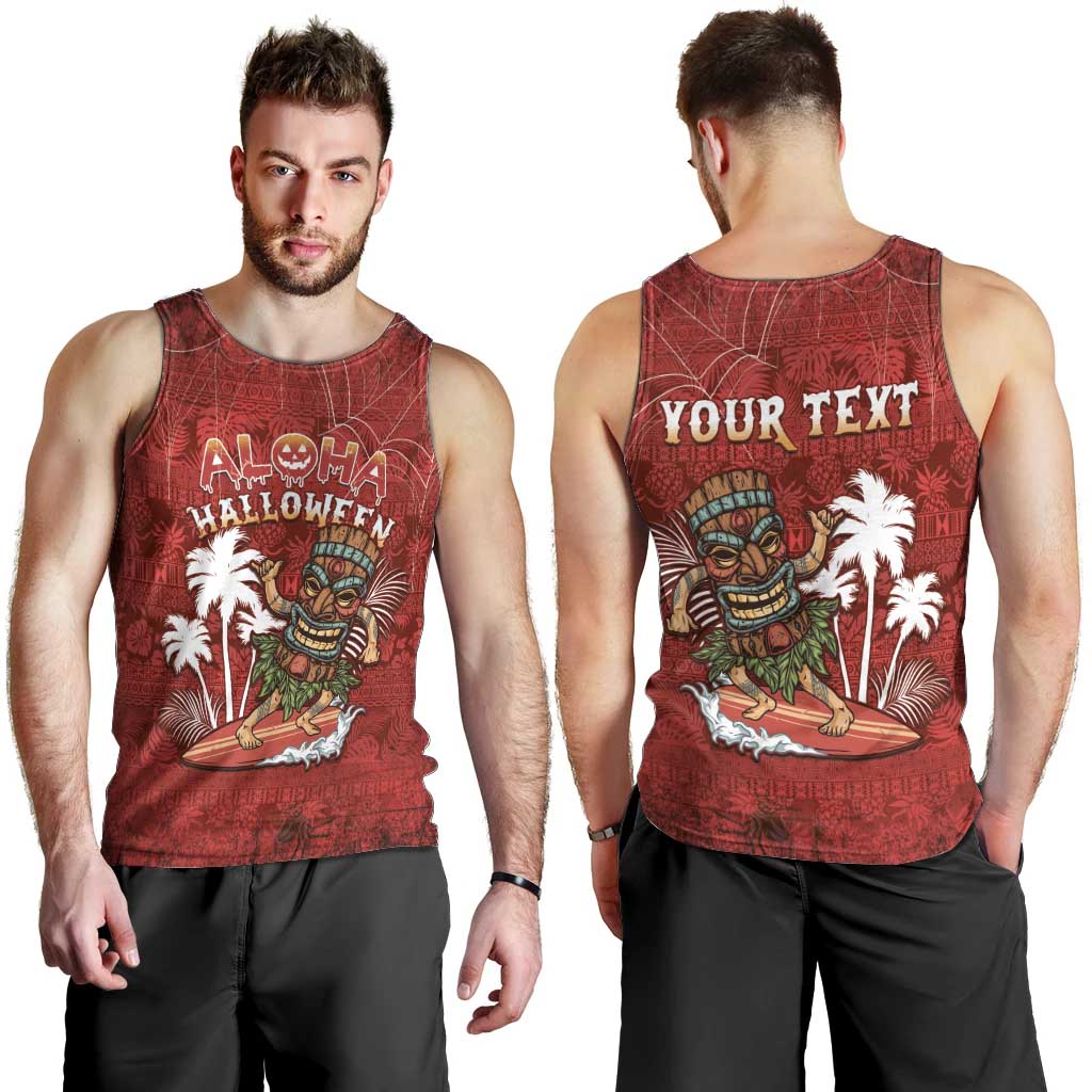 Personalised Aloha Halloween Men Tank Top Skeleton Surfing
