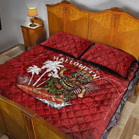 Aloha Halloween Quilt Bed Set Skeleton Surfing