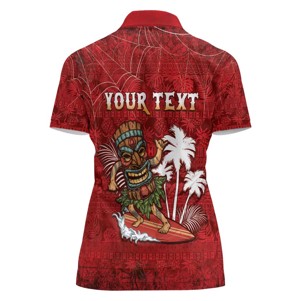 Personalised Aloha Halloween Women Polo Shirt Skeleton Surfing