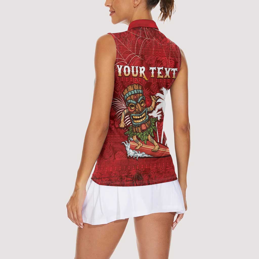 Personalised Aloha Halloween Women Sleeveless Polo Shirt Skeleton Surfing LT05 - Polynesian Pride