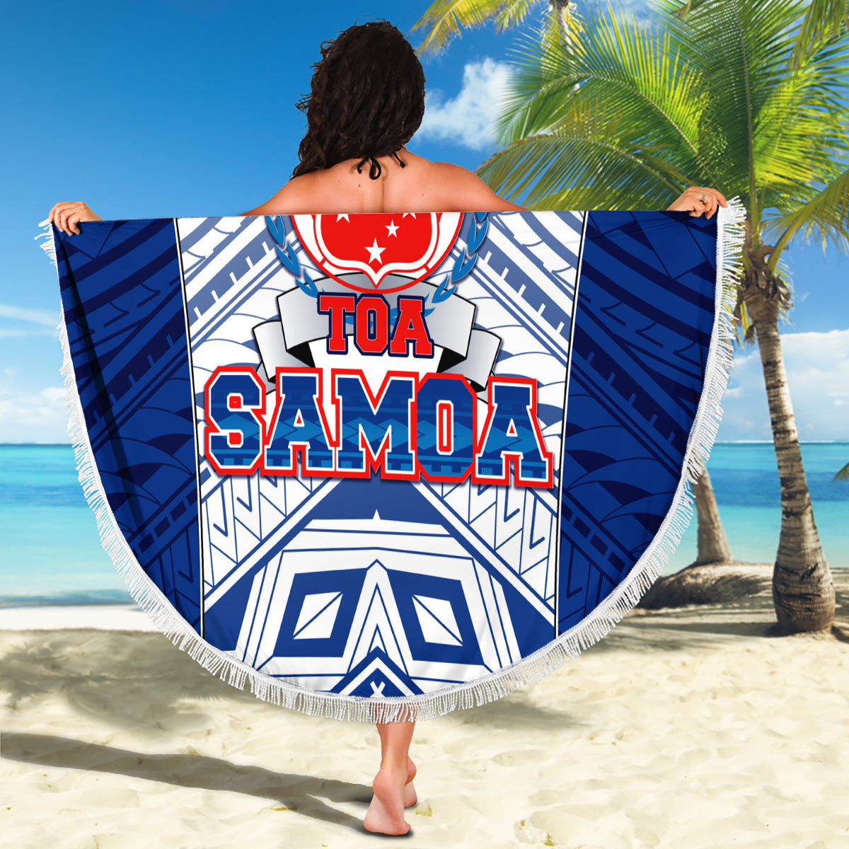 Samoa Rugby Beach Blanket 2023 Pacific Championships Polynesian Pattern LT05 - Wonder Print Shop