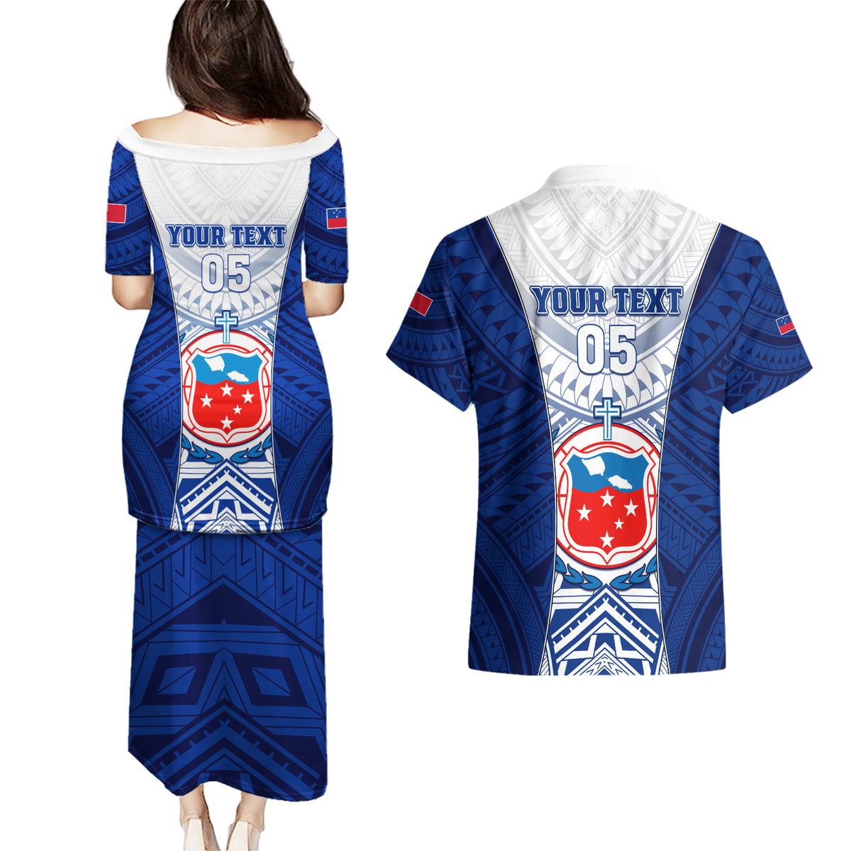 Custom Samoa Rugby Couples Matching Puletasi Dress and Hawaiian Shirt 2023 Pacific Championships Polynesian Pattern LT05 - Polynesian Pride