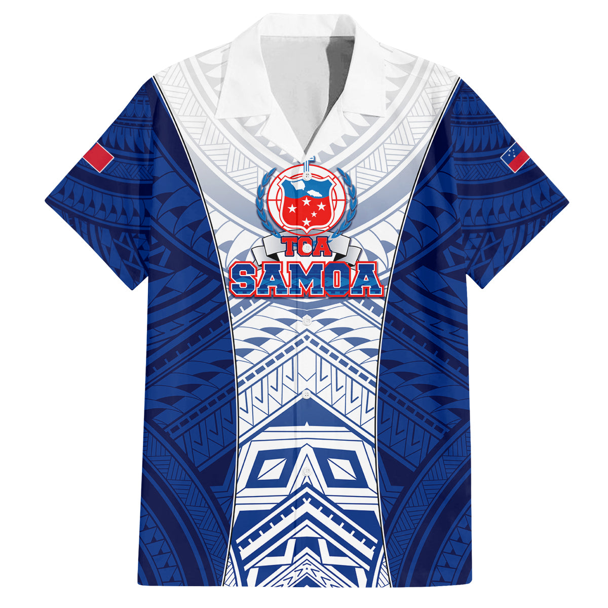 Custom Samoa Rugby Family Matching Puletasi Dress and Hawaiian Shirt 2023 Pacific Championships Polynesian Pattern LT05 Dad's Shirt - Short Sleeve Blue - Polynesian Pride