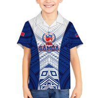Custom Samoa Rugby Family Matching Puletasi Dress and Hawaiian Shirt 2023 Pacific Championships Polynesian Pattern LT05 Son's Shirt Blue - Polynesian Pride