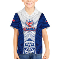 Custom Samoa Rugby Family Matching Tank Maxi Dress and Hawaiian Shirt 2023 Pacific Championships Polynesian Pattern LT05 Son's Shirt Blue - Polynesian Pride