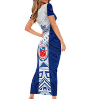 Custom Samoa Rugby Short Sleeve Bodycon Dress 2023 Pacific Championships Polynesian Pattern LT05 - Polynesian Pride