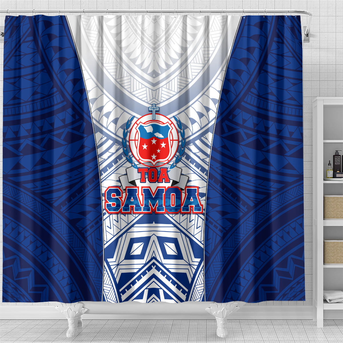Samoa Rugby Shower Curtain 2023 Pacific Championships Polynesian Pattern LT05 - Polynesian Pride
