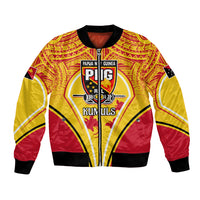 Custom Papua New Guinea Rugby Bomber Jacket 2023 Pacific Championships The Kumuls LT05 Unisex Yellow - Polynesian Pride