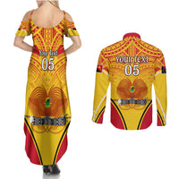 Custom Papua New Guinea Rugby Couples Matching Summer Maxi Dress and Long Sleeve Button Shirt 2023 Pacific Championships The Kumuls LT05 - Polynesian Pride