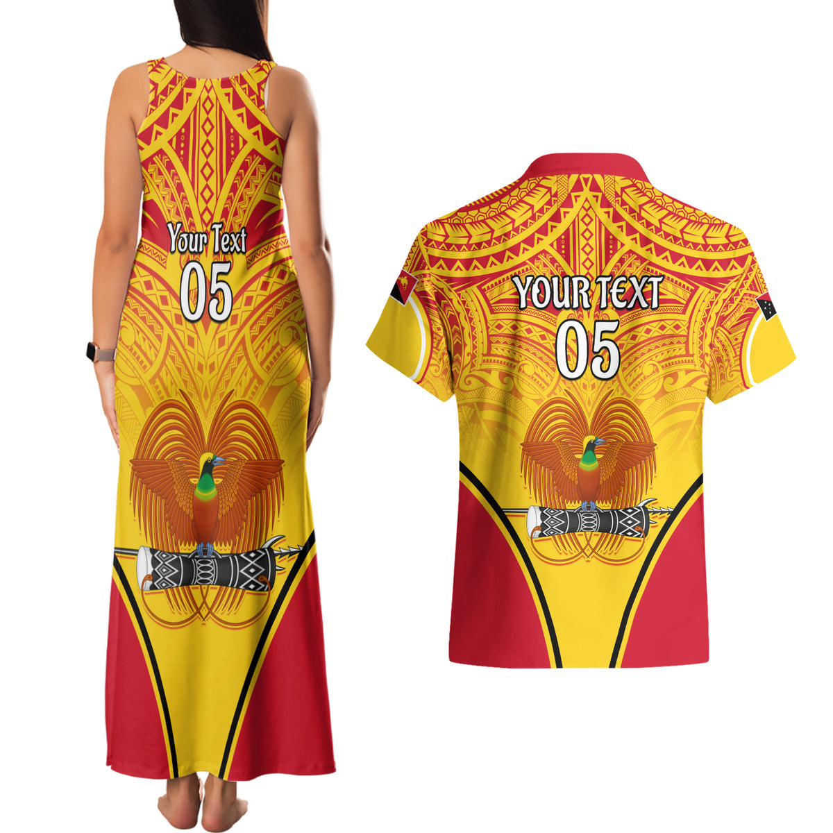 Custom Papua New Guinea Rugby Couples Matching Tank Maxi Dress and Hawaiian Shirt 2023 Pacific Championships The Kumuls LT05 - Polynesian Pride