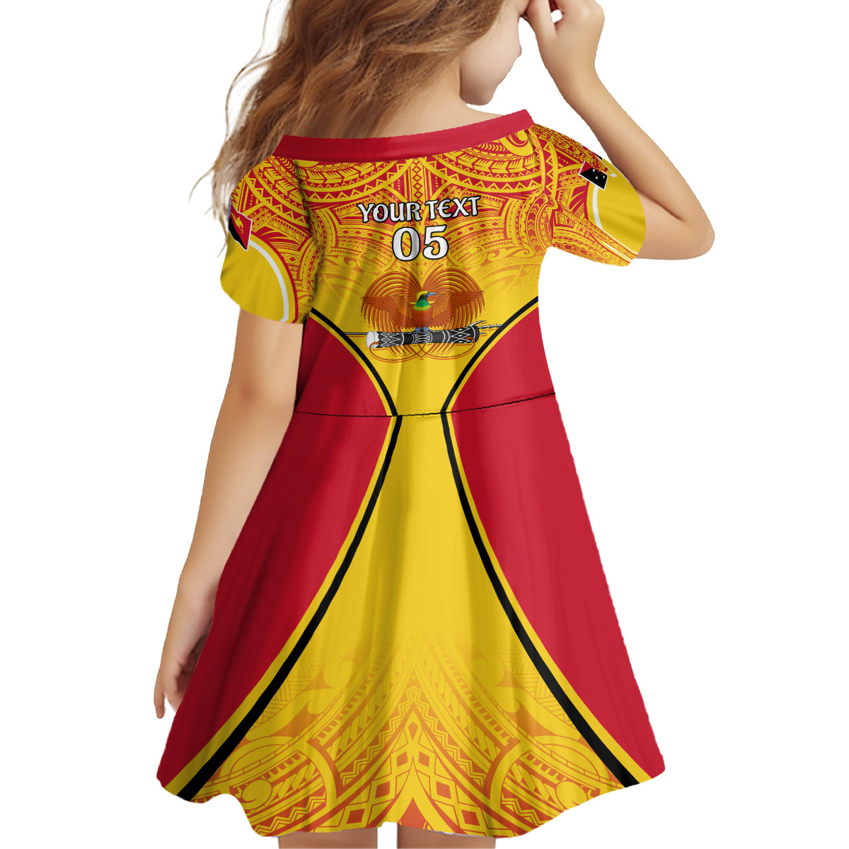 Custom Papua New Guinea Rugby Kid Short Sleeve Dress 2023 Pacific Championships The Kumuls LT05 - Polynesian Pride