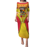 Custom Papua New Guinea Rugby Puletasi 2023 Pacific Championships The Kumuls LT05 Long Dress Yellow - Polynesian Pride