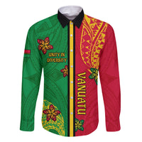 Personalised Vanuatu Happy Unity Day Family Matching Mermaid Dress and Hawaiian Shirt Polynesian Plumeria LT05 Dad's Shirt - Long Sleeve Red - Polynesian Pride