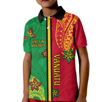 Personalised Vanuatu Happy Unity Day Kid Polo Shirt Polynesian Plumeria LT05 Kid Red - Polynesian Pride