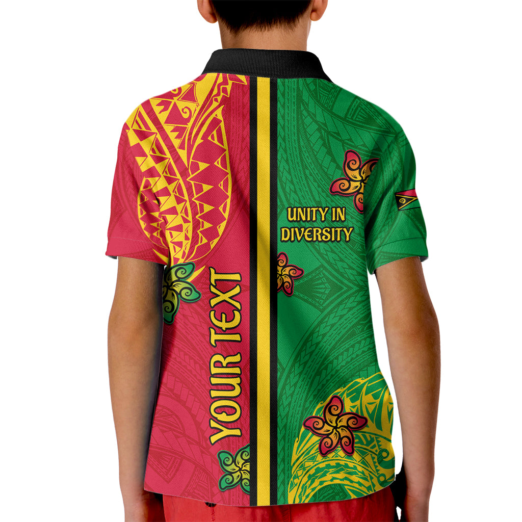 Personalised Vanuatu Happy Unity Day Kid Polo Shirt Polynesian Plumeria LT05 - Polynesian Pride