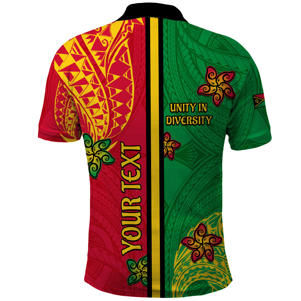 Personalised Vanuatu Happy Unity Day Polo Shirt Polynesian Plumeria LT05 - Polynesian Pride