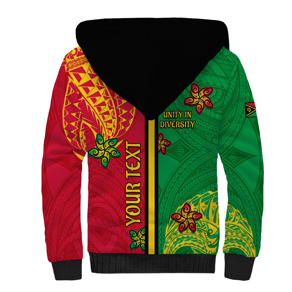 Personalised Vanuatu Happy Unity Day Sherpa Hoodie Polynesian Plumeria LT05 - Polynesian Pride