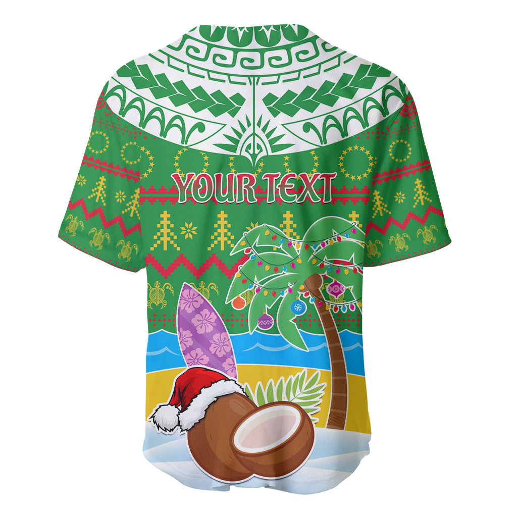 Personalised Cook Islands Christmas Baseball Jersey Coconut Santa Beach Style LT05 - Polynesian Pride