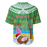 Personalised Cook Islands Christmas Baseball Jersey Coconut Santa Beach Style LT05 - Polynesian Pride