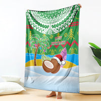 Cook Islands Christmas Blanket Coconut Santa Beach Style LT05 Green - Polynesian Pride