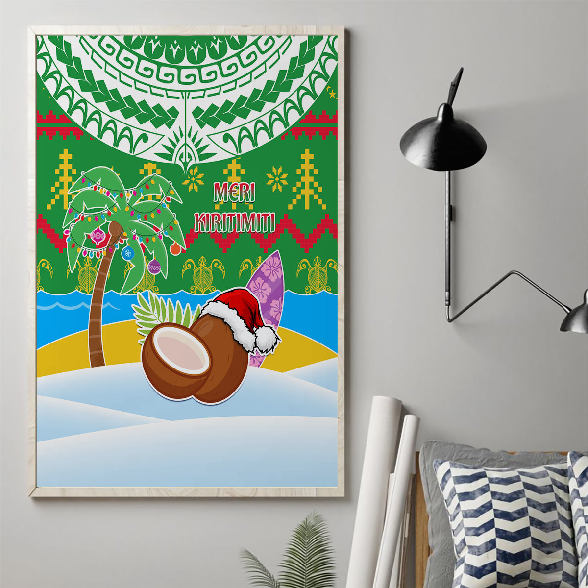 Cook Islands Christmas Canvas Wall Art Coconut Santa Beach Style LT05 - Polynesian Pride