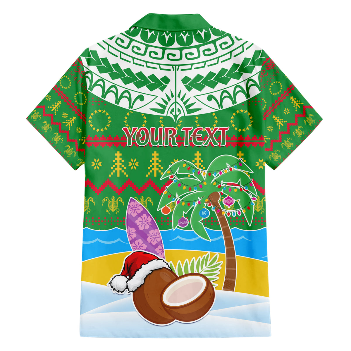 Personalised Cook Islands Christmas Hawaiian Shirt Coconut Santa Beach Style LT05 - Polynesian Pride