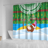Cook Islands Christmas Shower Curtain Coconut Santa Beach Style LT05 - Polynesian Pride