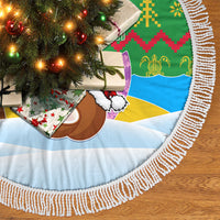 Cook Islands Christmas Tree Skirt Coconut Santa Beach Style LT05 - Polynesian Pride